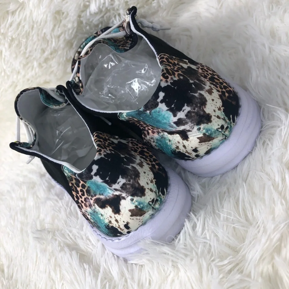 🐆🩵Women's Multicolor Animal Casual Shoes 42 US women’s 10 NWOT 🩵🐆 - Picture 12 of 16